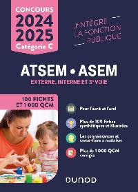 Première de couverture de Concours ATSEM/ASEM - 100 Fiches et 1 000 QCM - 2024-2025