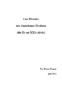 Première de couverture de UNE HISTOIRE DES TANTRISMES SIVAISTES